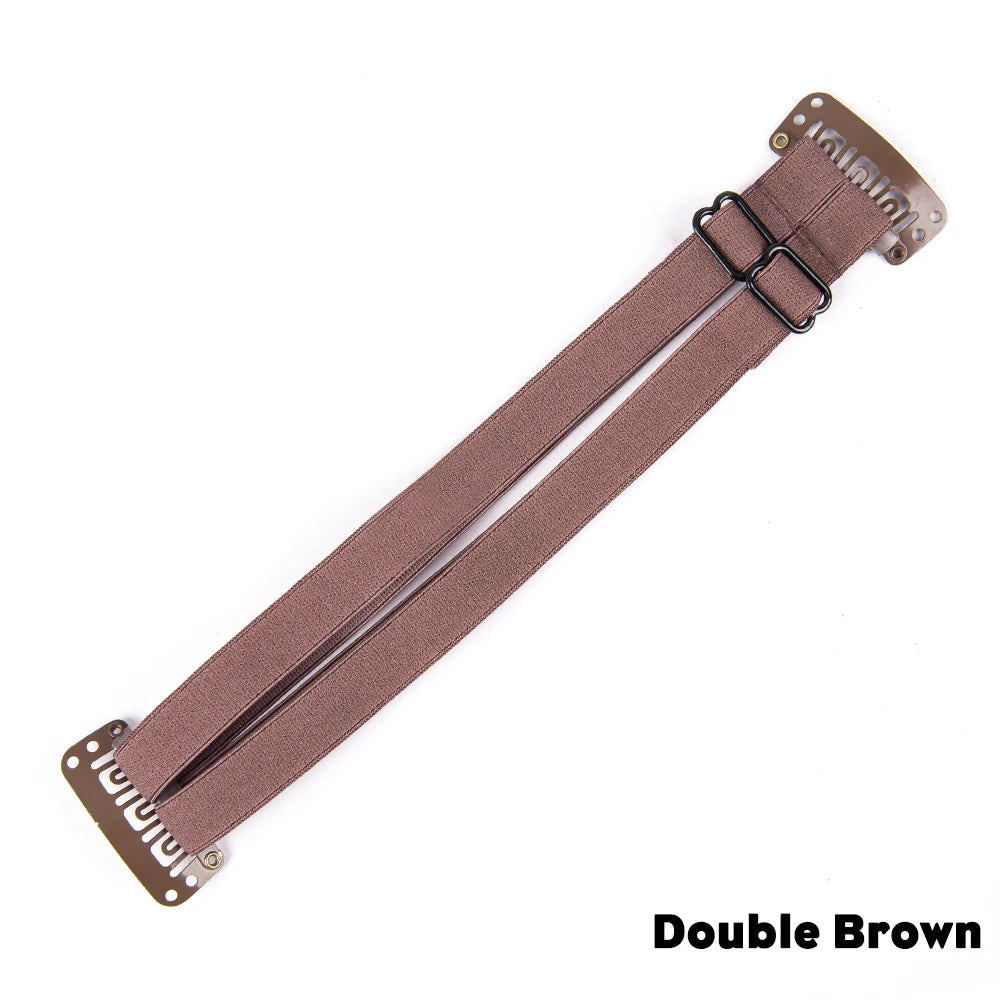 Face Lifting Bands With Clips Adjustable Elastic Tape Instant Face Lift Belt With Hair Clip For Face Eye Eyebrow Wrinkles Remove Peaceful Pleasures Health and Wellness Double Brown