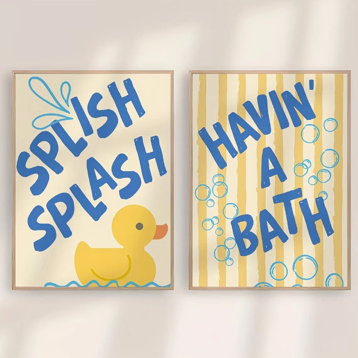Cute Yellow Duck Canvas Wall Art | Set of 2 Posters