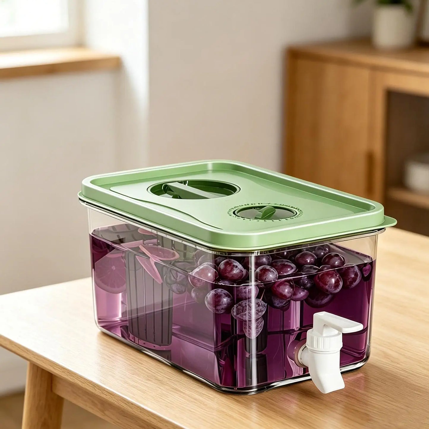 2.8L Fridge Drink Dispenser Container With Spigot Portable Water Juice Beverage Pitcher for Home Kitchen Camping Picnic Party Peaceful Pleasures Health and Wellness