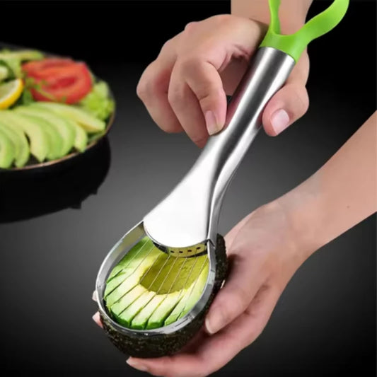 Avocado Slicer 2 In 1 Stainless Steel Avocado Cutter Peeler Knife Pitaya Kiwi Slicer Peeler Kitchen Gadget Fruit Vegetable Tools Peaceful Pleasures Health and Wellness