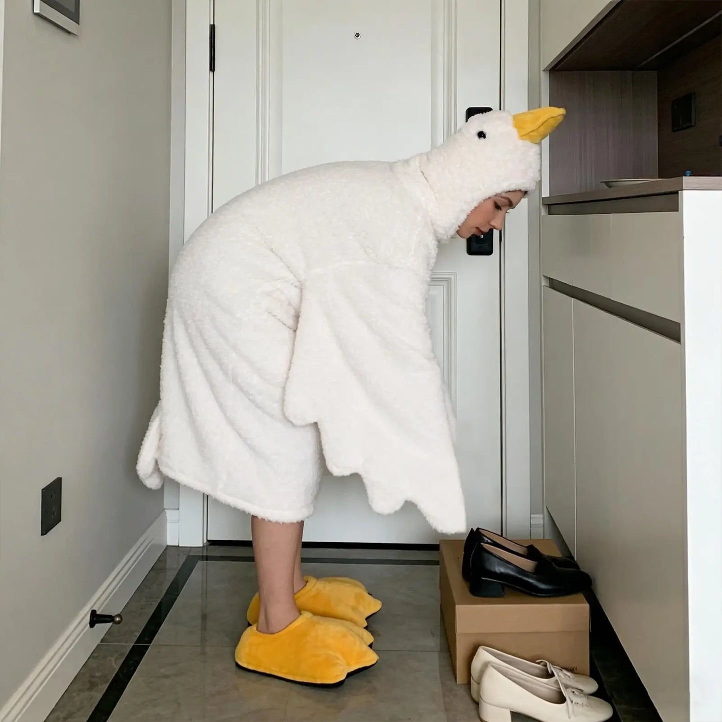 Goose Wearable Blanket Hooded Onesie – Adults & Kids + Shoes