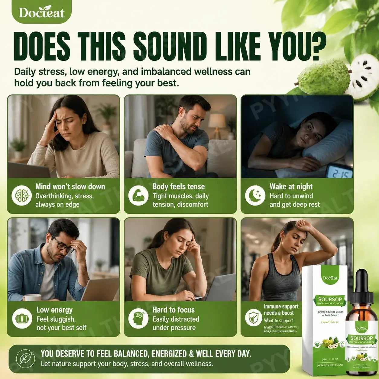 Soursop Graviola Liquid Drops 1800mg – Daily Herbal Supplement