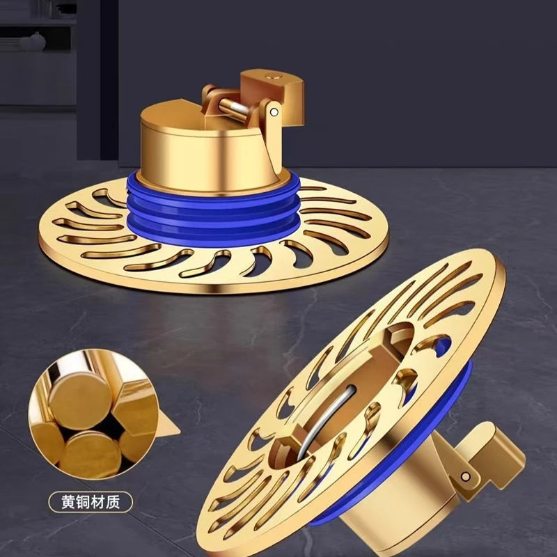 Floor Drain All-copper Shower Floor Drain Stopper Insectproof Anti-odor Deodorization Toilet Kitchen Bathroom Toilet Sewer Drain Peaceful Pleasures Health and Wellness