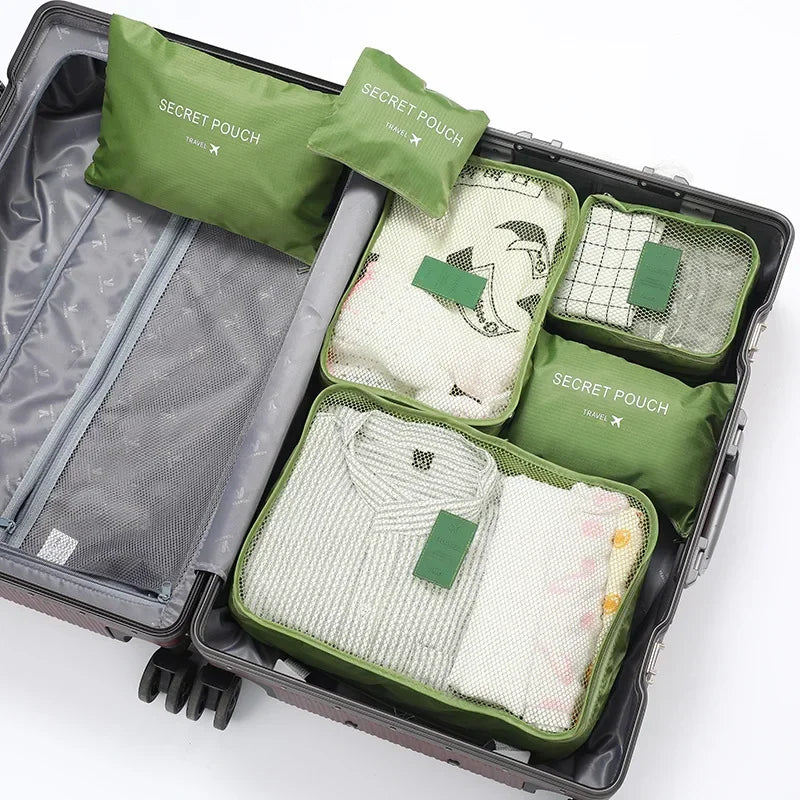 6-Piece Travel Packing Organizer Bags | Foldable Luggage Set