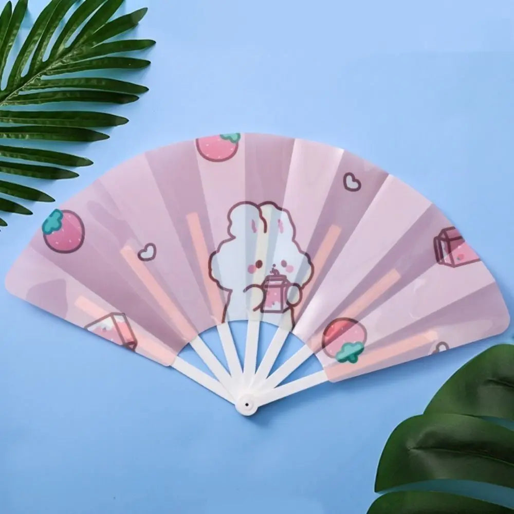 Portable Cartoon Folding 7-fold Fan Gifts PP Hand Held Fan Home Decoration Plastic Cartoon Folding Fan Peaceful Pleasures Health and Wellness 2