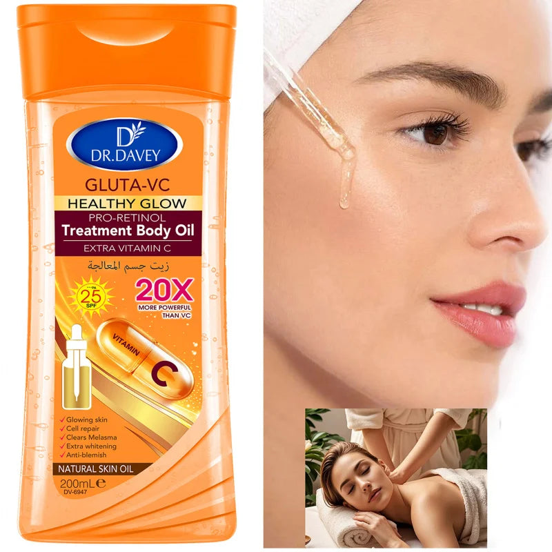 DR.DAVEY Gluta-VC Body Oil 200ml – Moisturizing Skin Oil