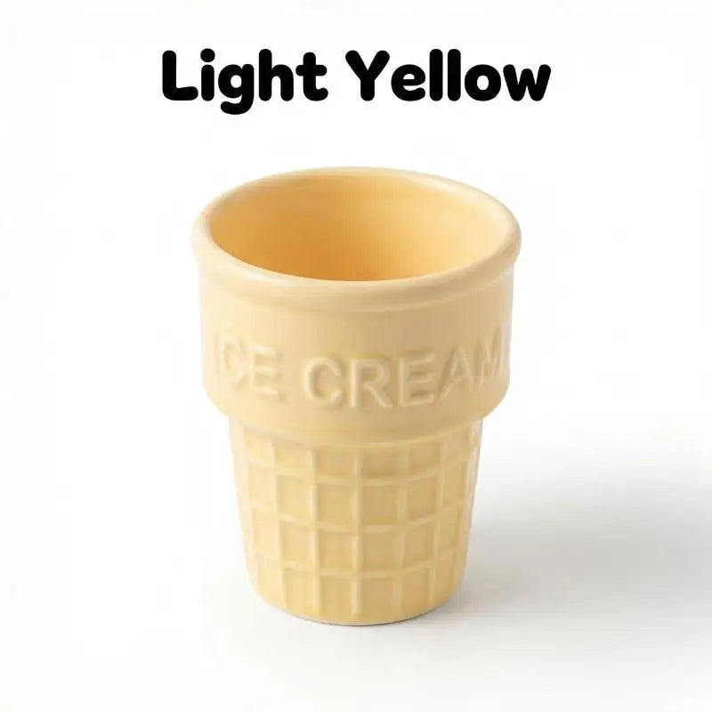 Ceramic Ice Cream Cup | Waffle Cone Dessert Mug | Cute & Colorful