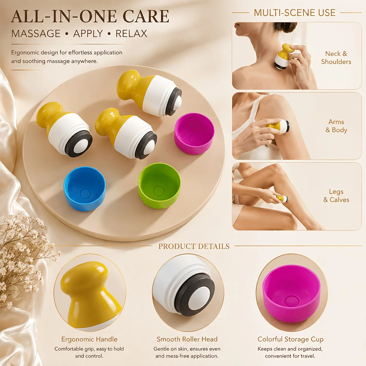 Refillable Sunscreen Dispenser Roller Applicator Twistup Container