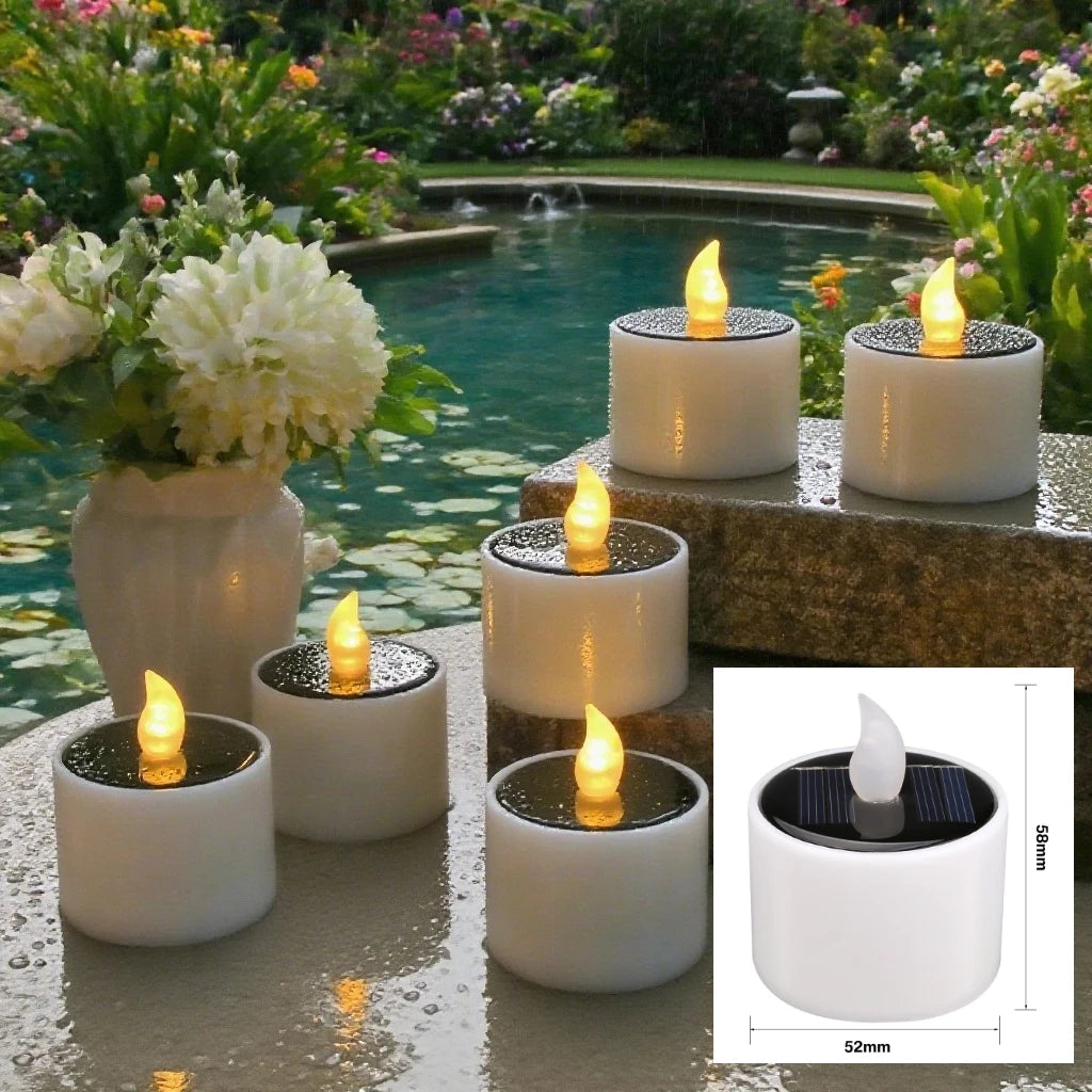 6Pcs Solar Candles Waterproof Dusk to Dawn Outdoor Lighting Reusable LED Tea Light Candles for Lantern Garden Camping Home Decor Peaceful Pleasures Health and Wellness