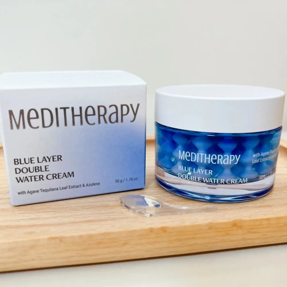 Meditherapy Blue Layer Double Water Cream With Agave Tequilana Leaf Extract Azulene 50g Original Nourish Hydrating Capsule Cream Peaceful Pleasures Health and Wellness