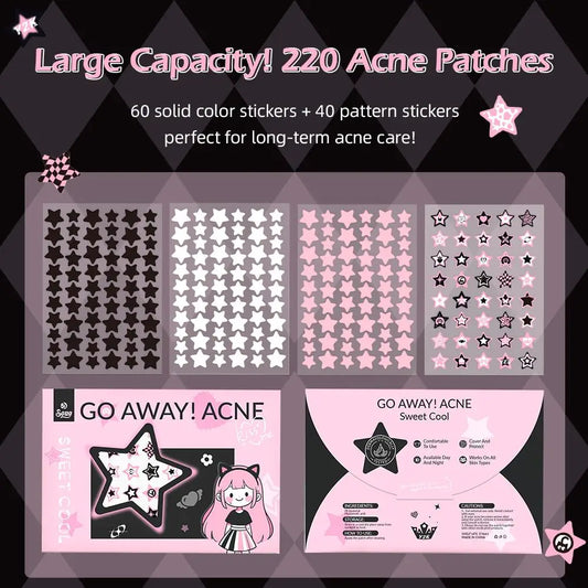 220pc Colorful Star Pimple Patches | Invisible Blemish Stickers Pimple Patches Peaceful Pleasures Health and Wellness