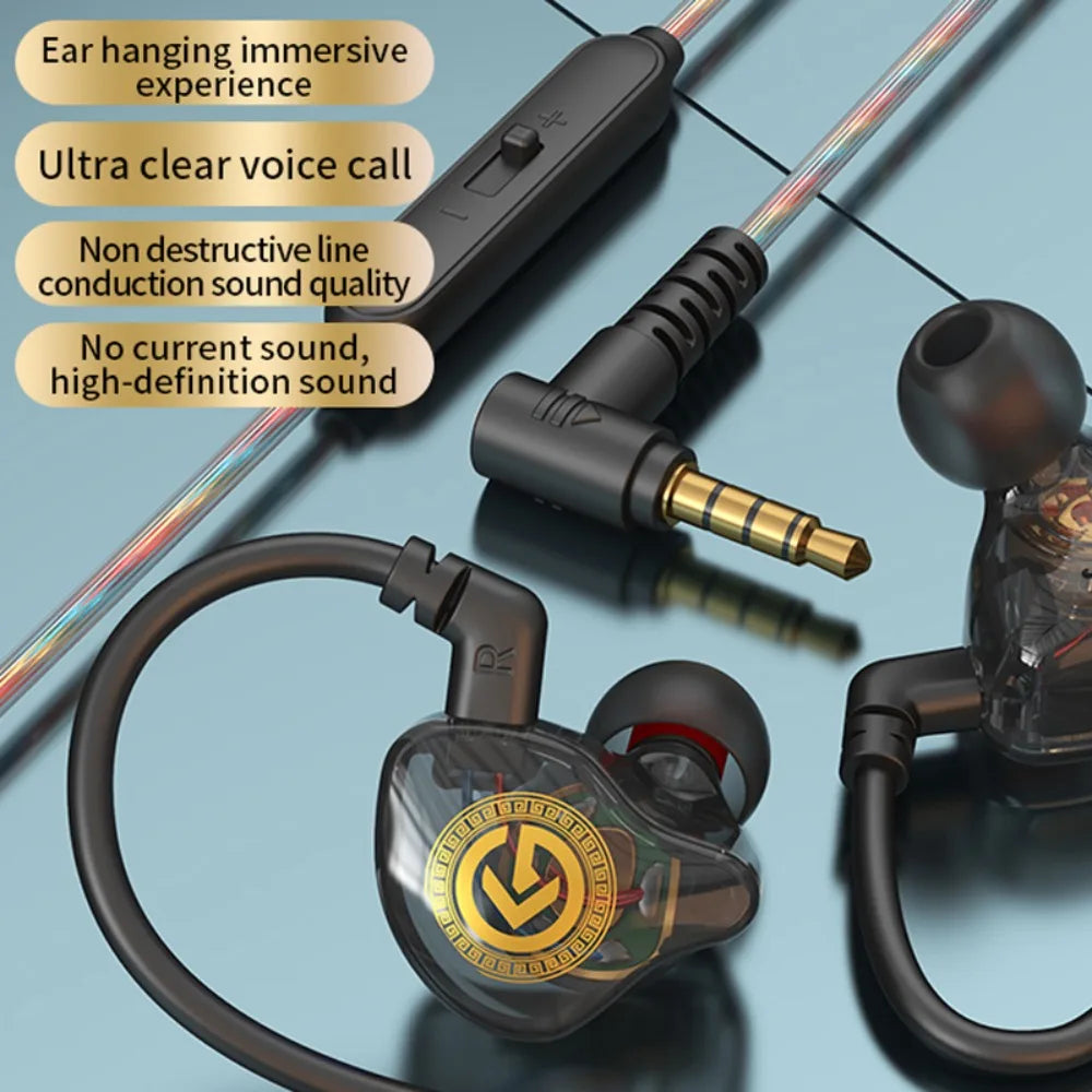 3.5mm Wired Earphone in-Ear with Mic Wired Headset Elbow Deep Bass Earpiece Headset Mobile Phone/Tablet/Computer Peaceful Pleasures Health and Wellness Black