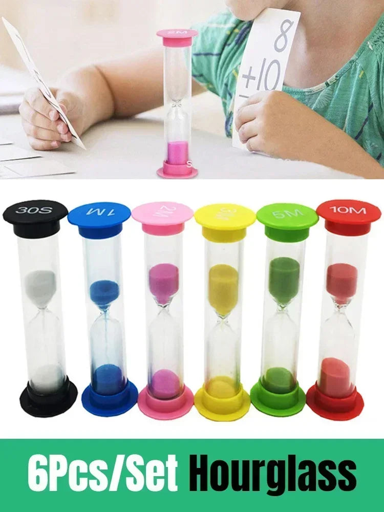 6 Pieces/set Sand Clock Hourglass 30S 1 2 3 5 10 Minutes Ornaments for Home Children Gift Decoration Timer Clocks Decor Garden Peaceful Pleasures Health and Wellness