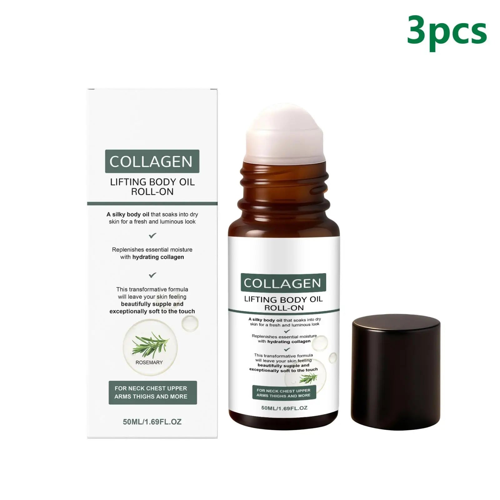 Collagen Lifting Body Oil Roll-On for Firm Skin Peaceful Pleasures Health and Wellness 3pcs
