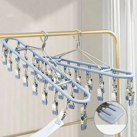 Stainless Steel Clothes Drying Rack with Windproof Hooks Clothes Drying Rack Peaceful Pleasures Health and Wellness