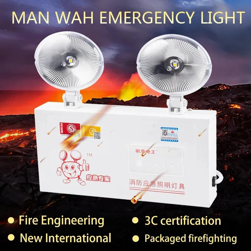 Dual Head LED Emergency Light AC 220V | Garage Workshop Lamp