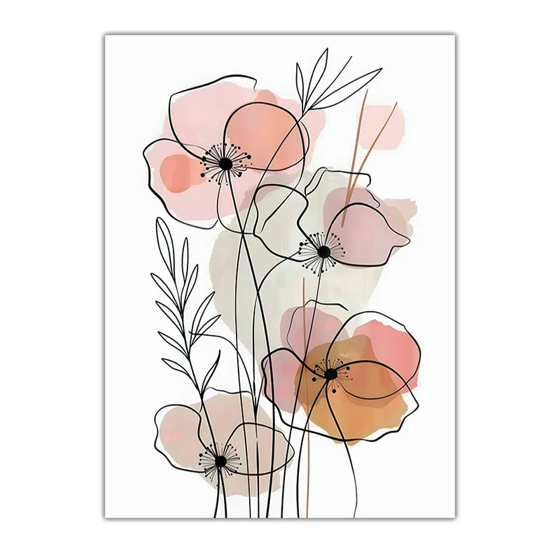 Nordic Tulip Canvas Wall Art | Minimalist Flower Poster Print Canvas Wall Art Peaceful Pleasures Health and Wellness 02 50x70cm NoFrame China Mainland