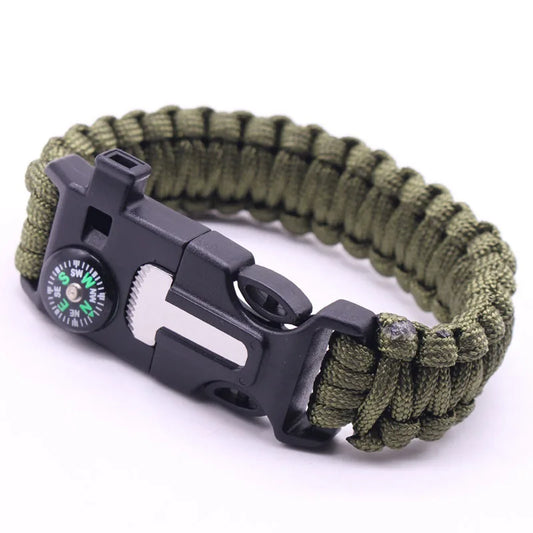 (No flint) Outdoor Survival Umbrella Rope SOS Bracelet Emergency Rescue Bracelet Compass Sport Tactical Whistle Bracelets Peaceful Pleasures Health and Wellness