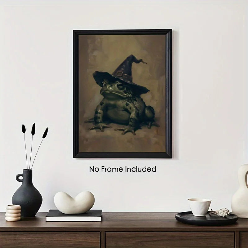 Gothic Halloween Frog Canvas Art Print | Dark Academia Wall Decor Canvas Art Print Peaceful Pleasures Health and Wellness