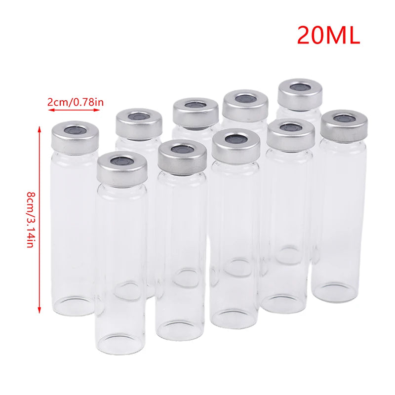 10Pcs 5/10/20ml Transparent Sealed Sample Vials Transparent Glass Vials With Self Healing Injection Port Peaceful Pleasures Health and Wellness A3-20ml