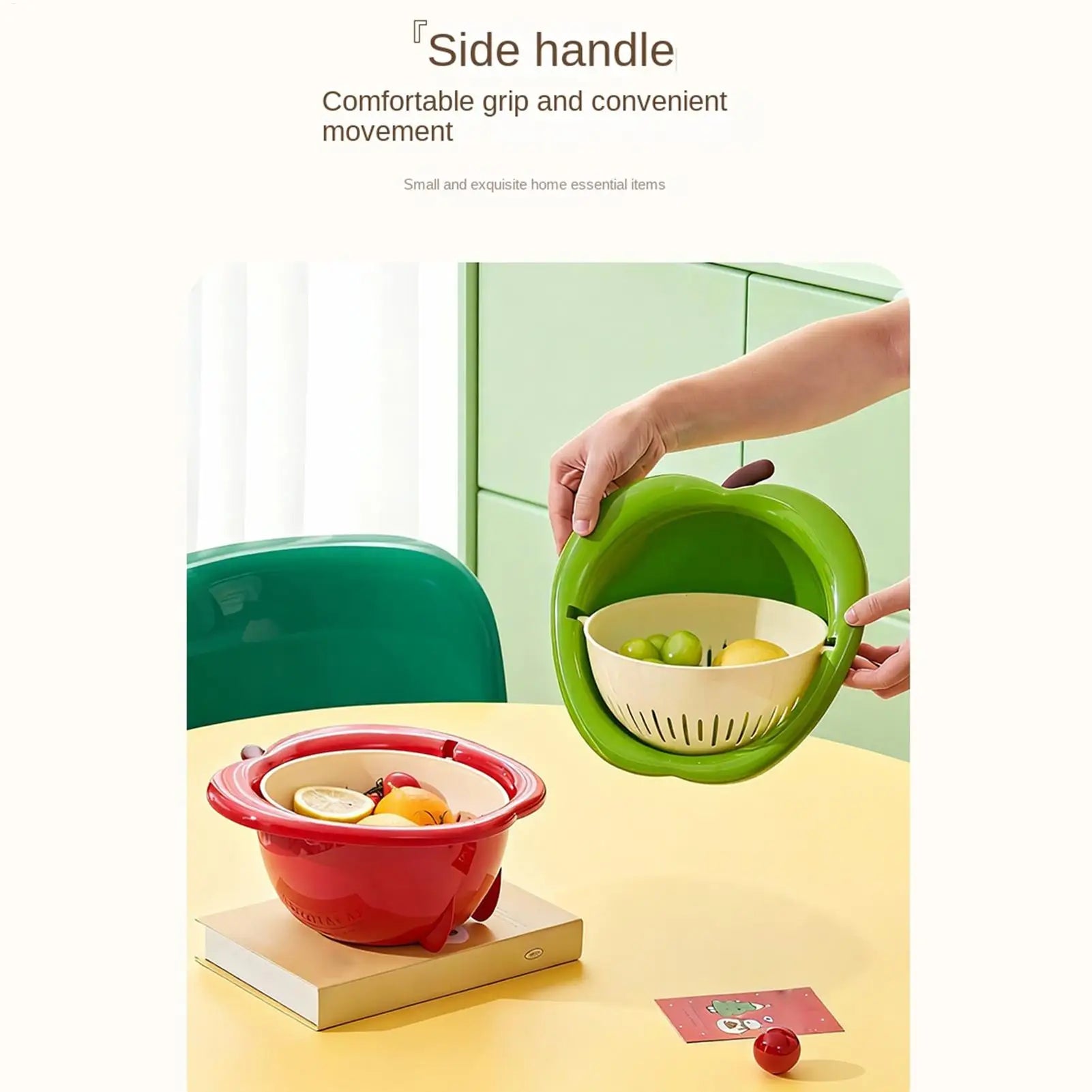 Double Layer Fruit Vegetable Wash Drain Basket | Large Colander Colander Drain Basket Peaceful Pleasures Health and Wellness