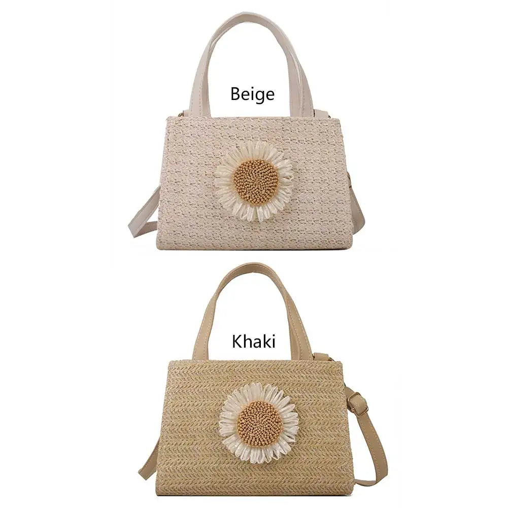Sunflower Straw Crossbody Bag for Women – Travel Vacation Bag Crossbody Bag Peaceful Pleasures Health and Wellness