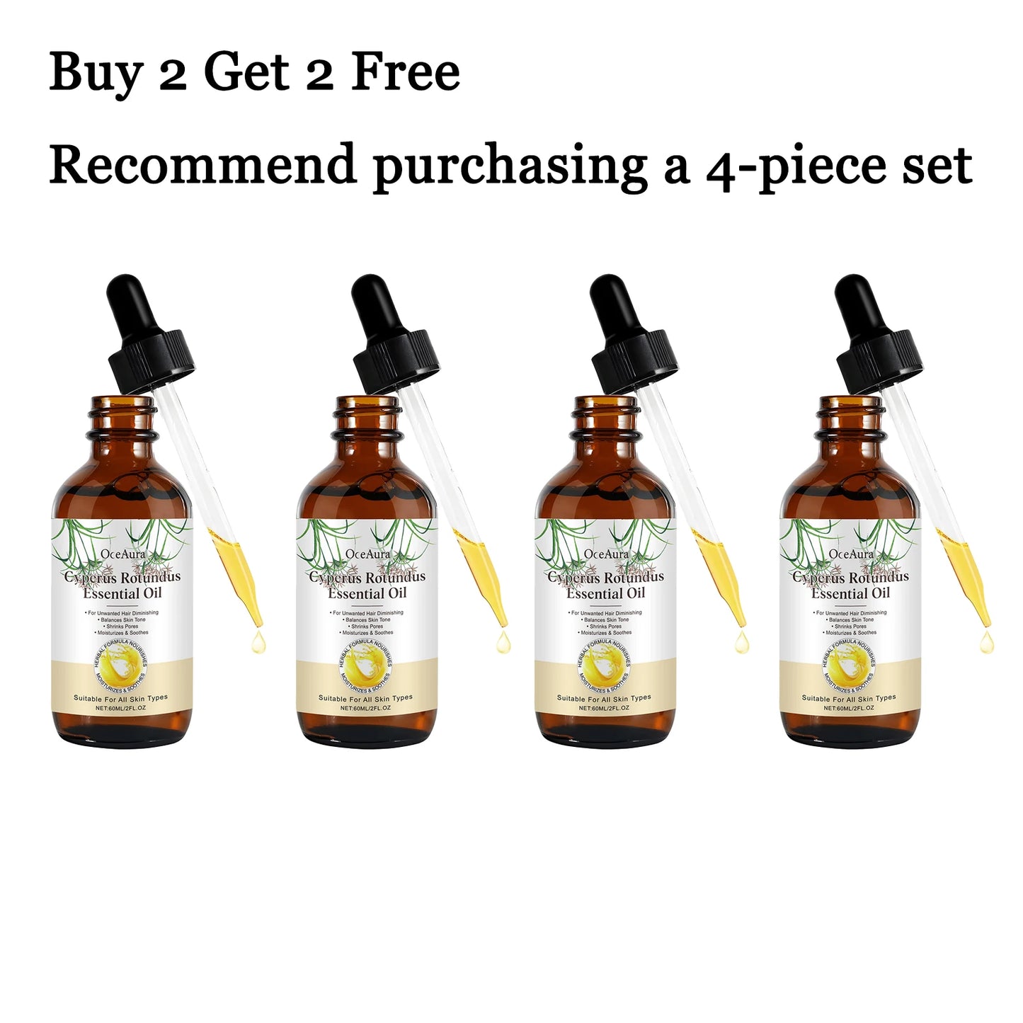 OceAura Cyperus Rotundus Body Oil 60ml | Hair Removal Skin Care