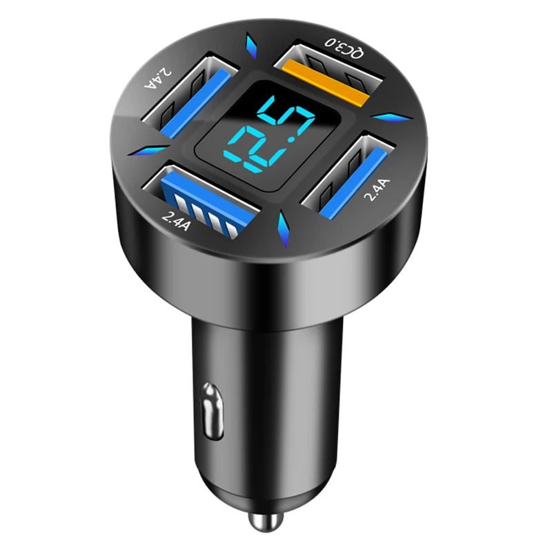 4-Port 66W Car Charger PD QC3.0 Fast Charging USB Type-C