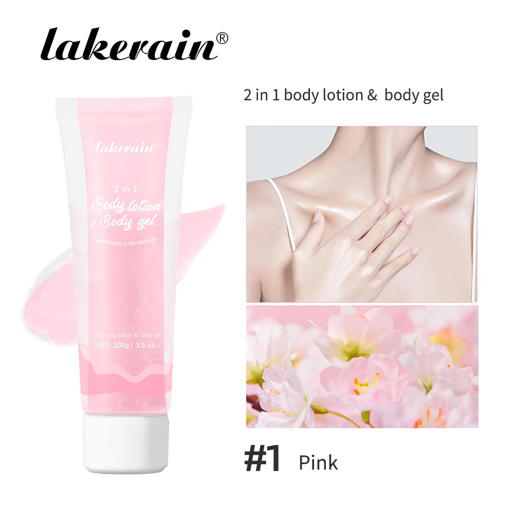 2-in-1 Body Lotion Body Gel Nature Lock Water Anti Aging Brightening Repairing Improve Skin Elasticity Double-tube Body Lotion Peaceful Pleasures Health and Wellness PINK