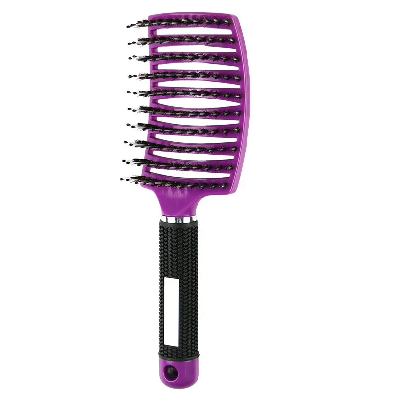 Multiple Color Hair Comb Detangling Hair Brush Bristle&Nylon Women Wet Massage Comb Curly Hairdressing Salon Styling Tools Peaceful Pleasures Health and Wellness purple