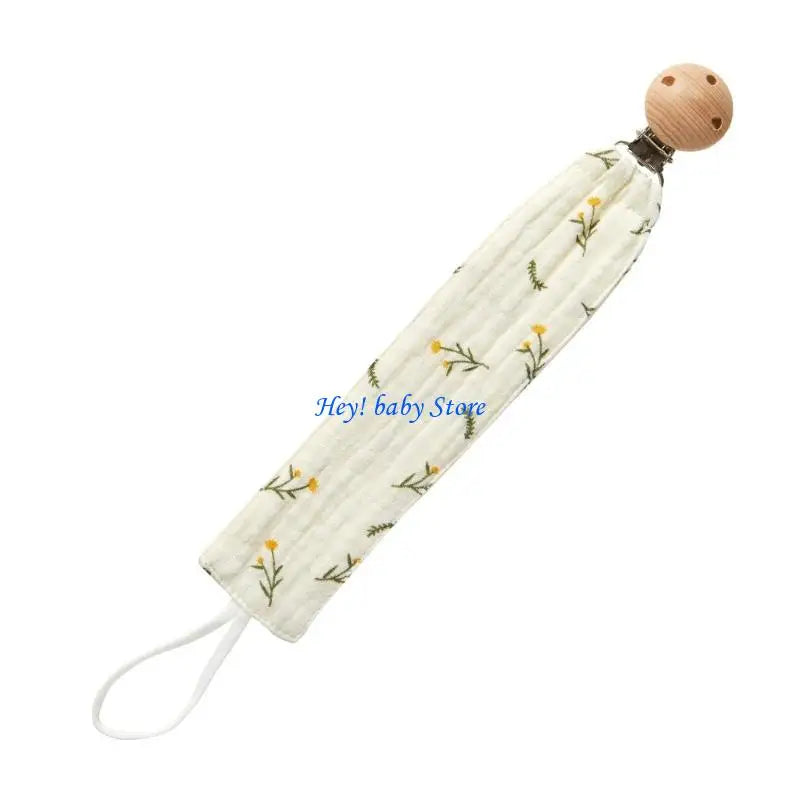 Baby Pacifier Clip Chain | Cotton & Wood Holder for Newborns