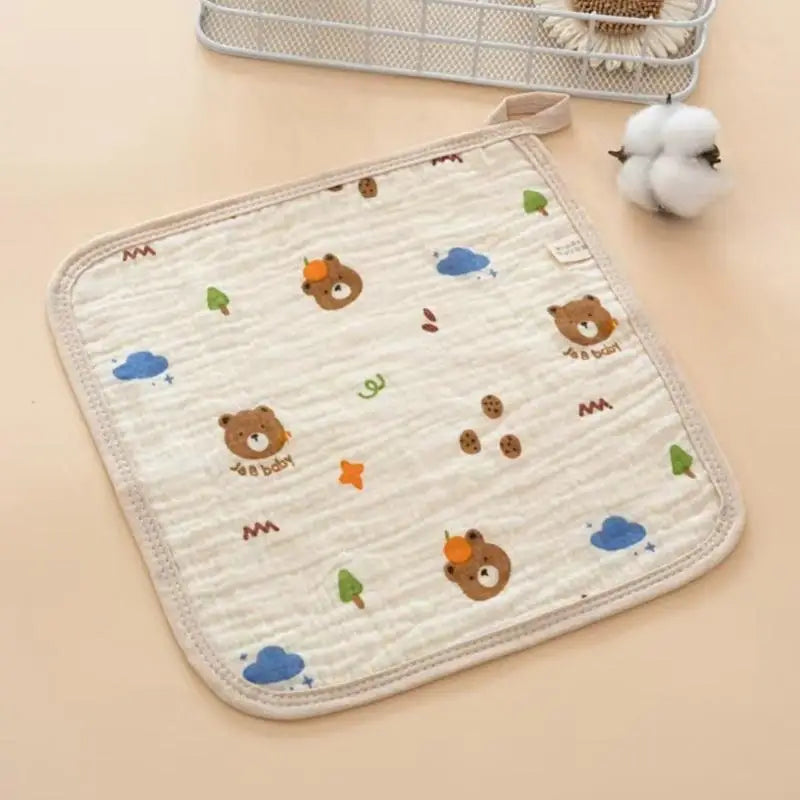 Cotton Baby Drool Bib – Soft 4-Layer Saliva Towel for Newborns
