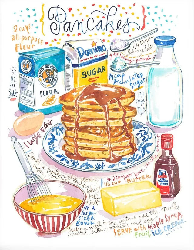 Cheese Cookie Pancake Recipe Illustration Watercolor Food Posters Canvas Printing Wall Art Picture for Kitchen Home Decor Gifts Peaceful Pleasures Health and Wellness