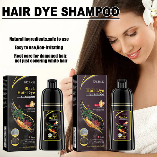 3-in-1 Natural Herbal Hair Dye Shampoo – Gray to Dark Brown or Black Peaceful Pleasures Health and Wellness