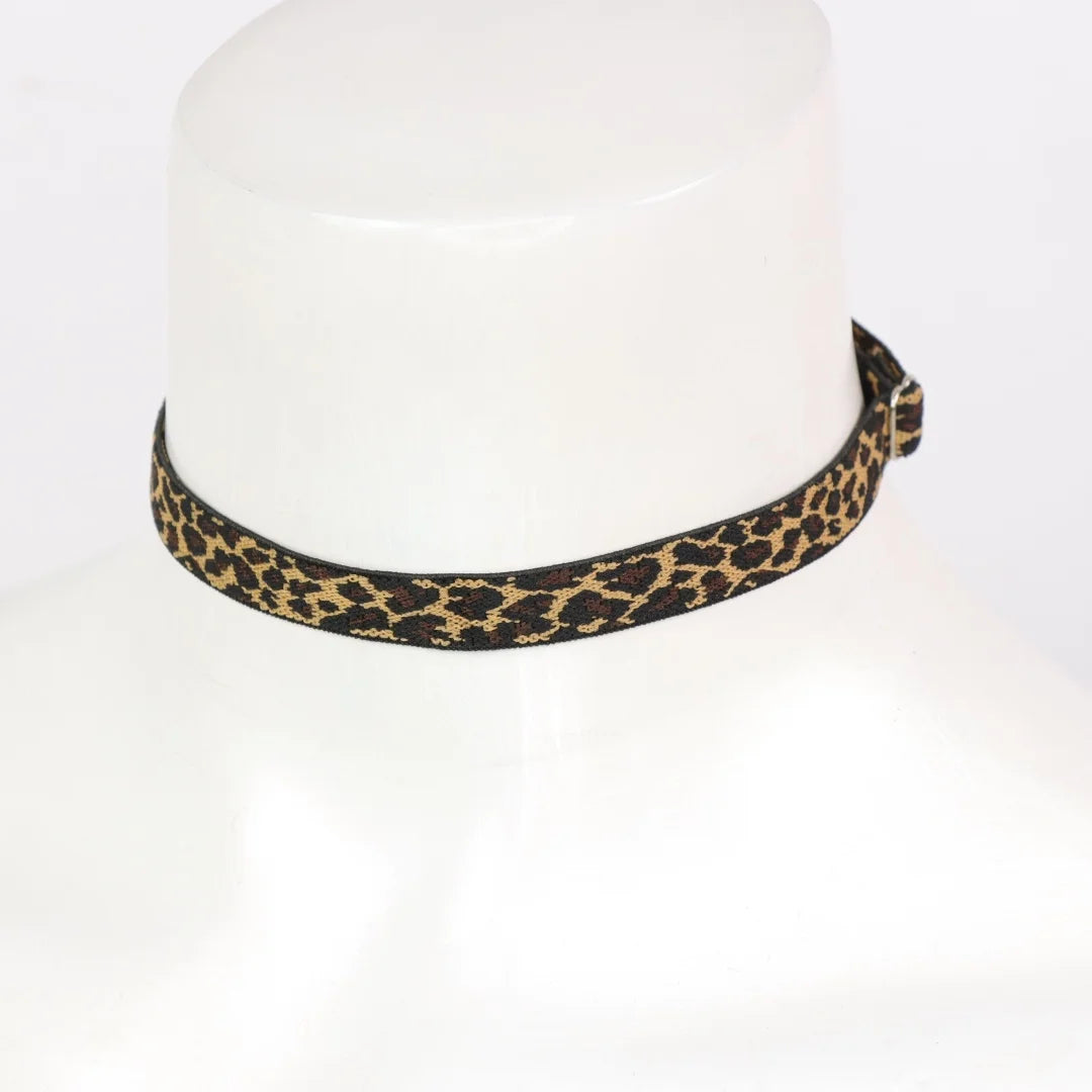 UYEE Leopard Print Choker Necklace Adjustable Velvet Collar Gothic