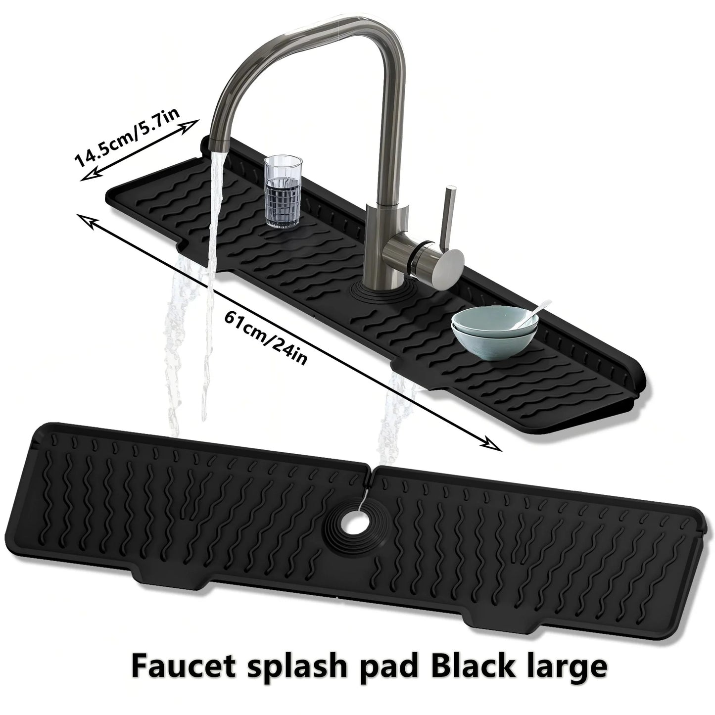 Silicone Kitchen Sink Faucet Mat – Long Splash Guard