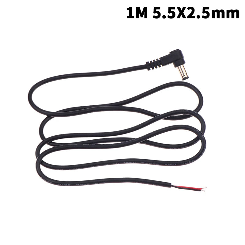 5.5 X 2.1mm/2.5mm Right Angle DC Power Cable DC Male Plug Power Contor Plug Contor Extension Line Peaceful Pleasures Health and Wellness A6