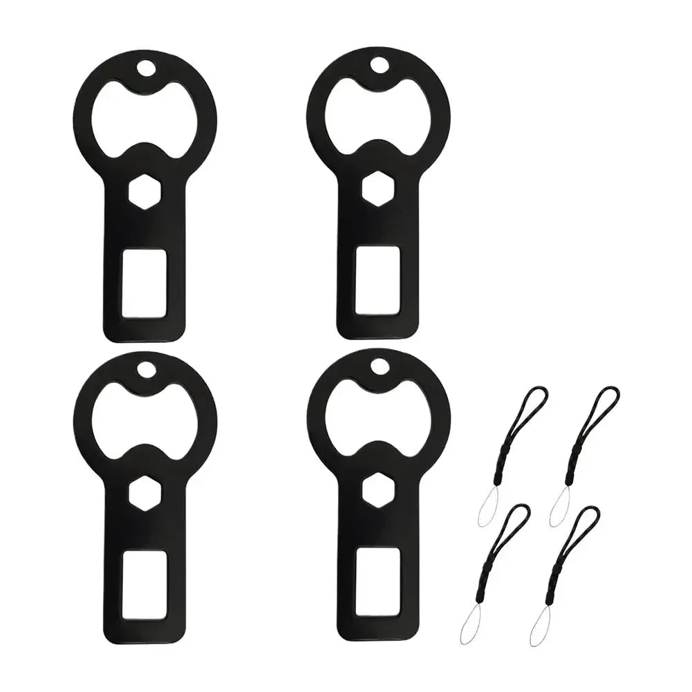 4-Pack Flat Beer Bottle Opener Keychain with Lanyard