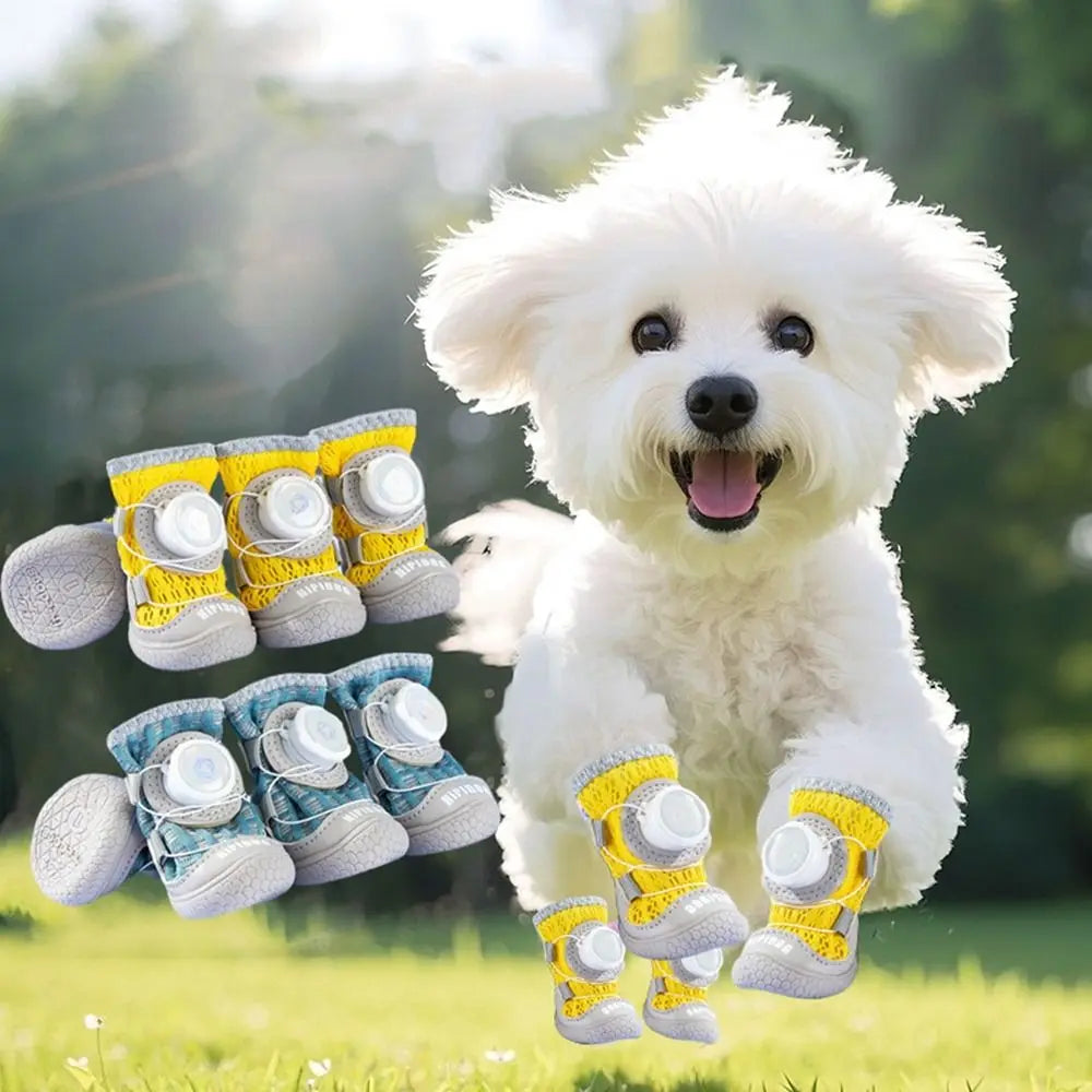 4-Pack Breathable Anti-Slip Dog Shoes | Soft Sole Mesh Boots