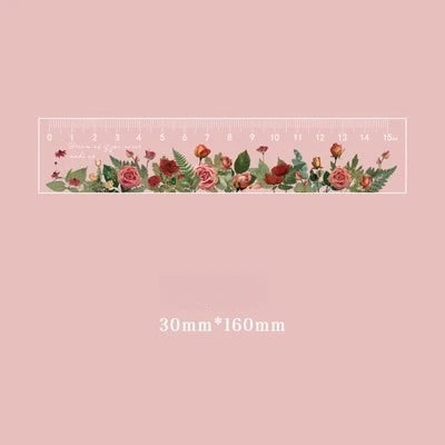 Acrylic Ruler Minimalist Style Plant Flowers Student Stationery Ruler for Measurement Peaceful Pleasures Health and Wellness A