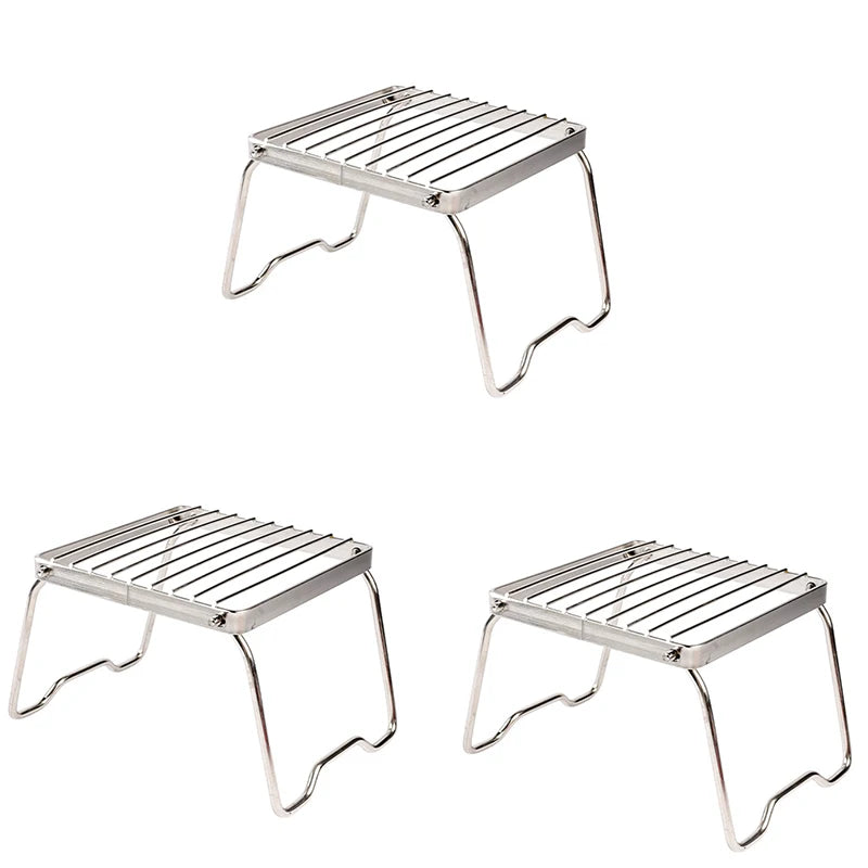 Outdoor Stainless Steel Stove Holder Camping Portable Folding Barbecue Rack Grill Supplies Lighter Steel Brazier Stand 3 Pcs Peaceful Pleasures Health and Wellness 3 pcs
