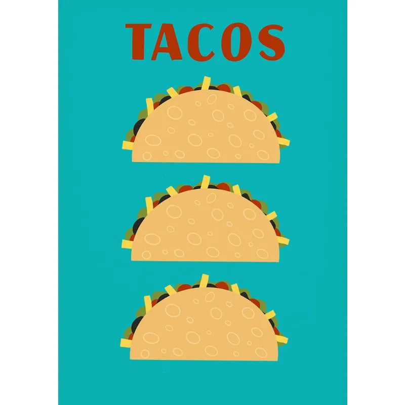 Retro Food Canvas Wall Art | Pizza Tacos Ramen Pasta Poster