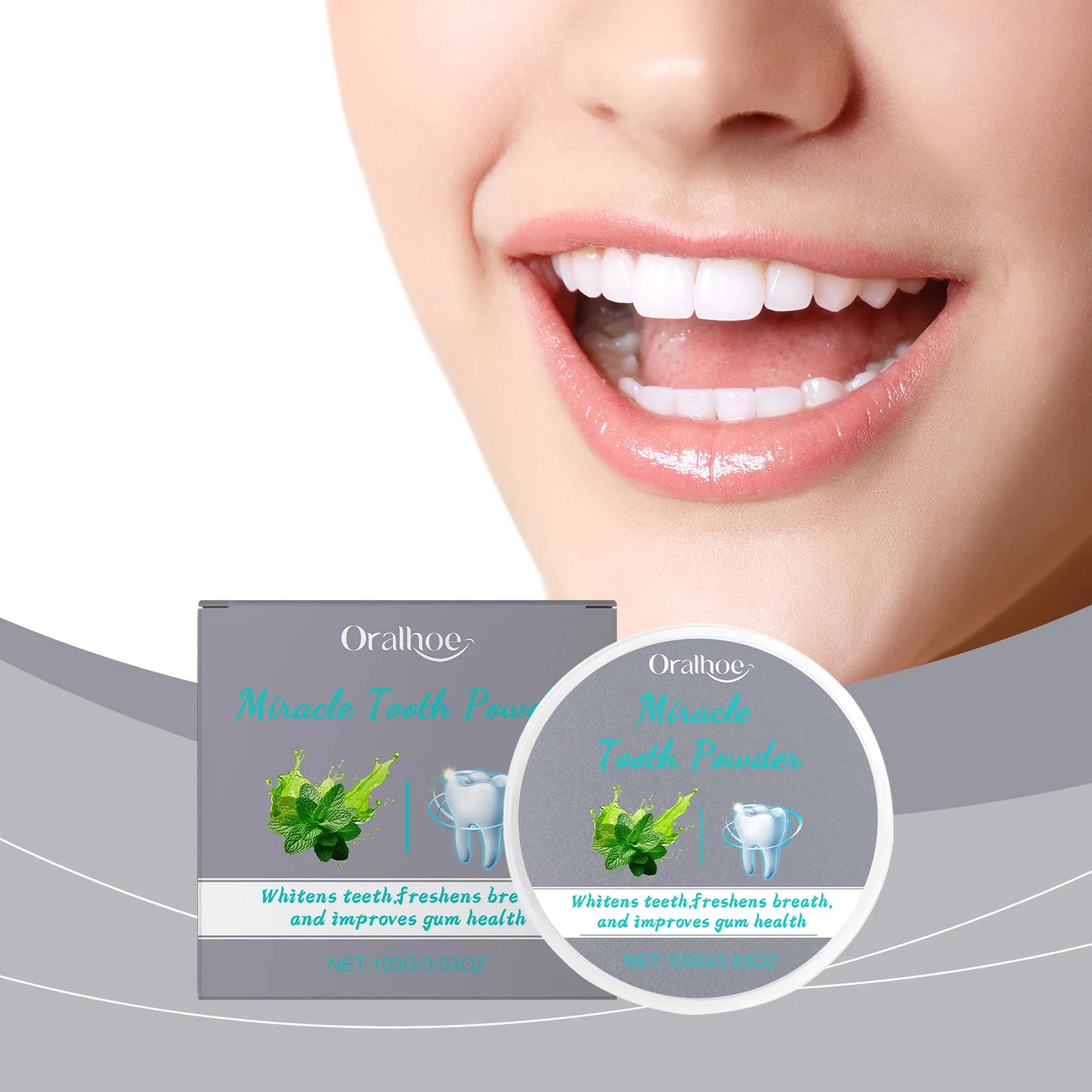 Oralhoe Mint Tooth Powder | Whitening, Fresh Breath & Stain Removal