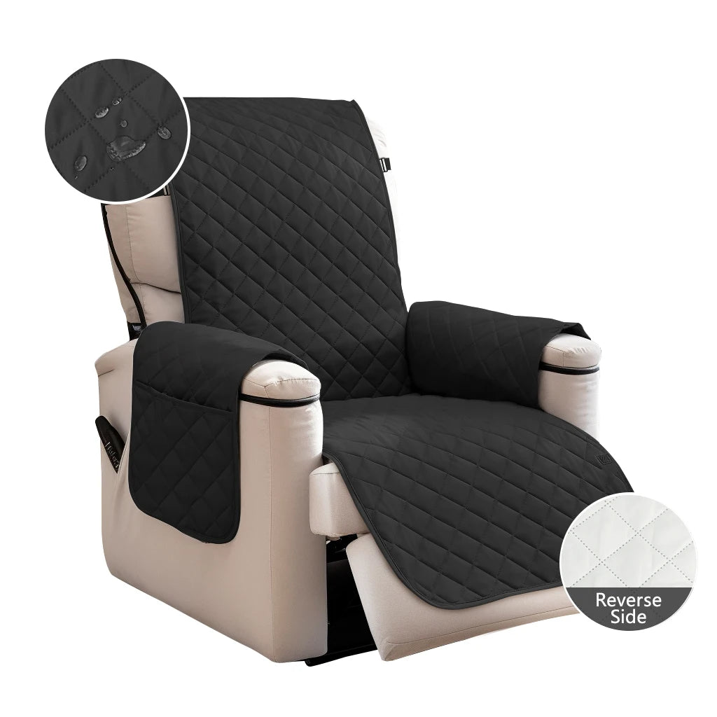 100% Waterproof Recliner Chair Covers Recliner Cover Non-Slip Dog Chair Cover Washable Slipcover with Pocket Elastic Straps Peaceful Pleasures Health and Wellness Black