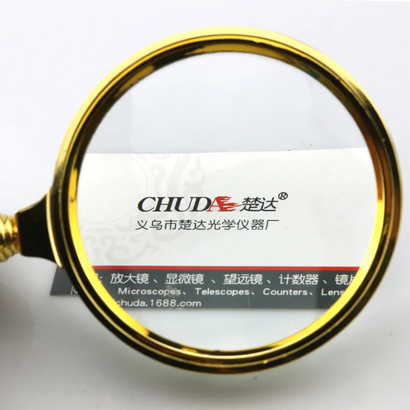 High Magnification Full Gold Gift Magnifying Glass Handle Reading Loupe Can Be Attached and Detached with Keychain Function Peaceful Pleasures Health and Wellness