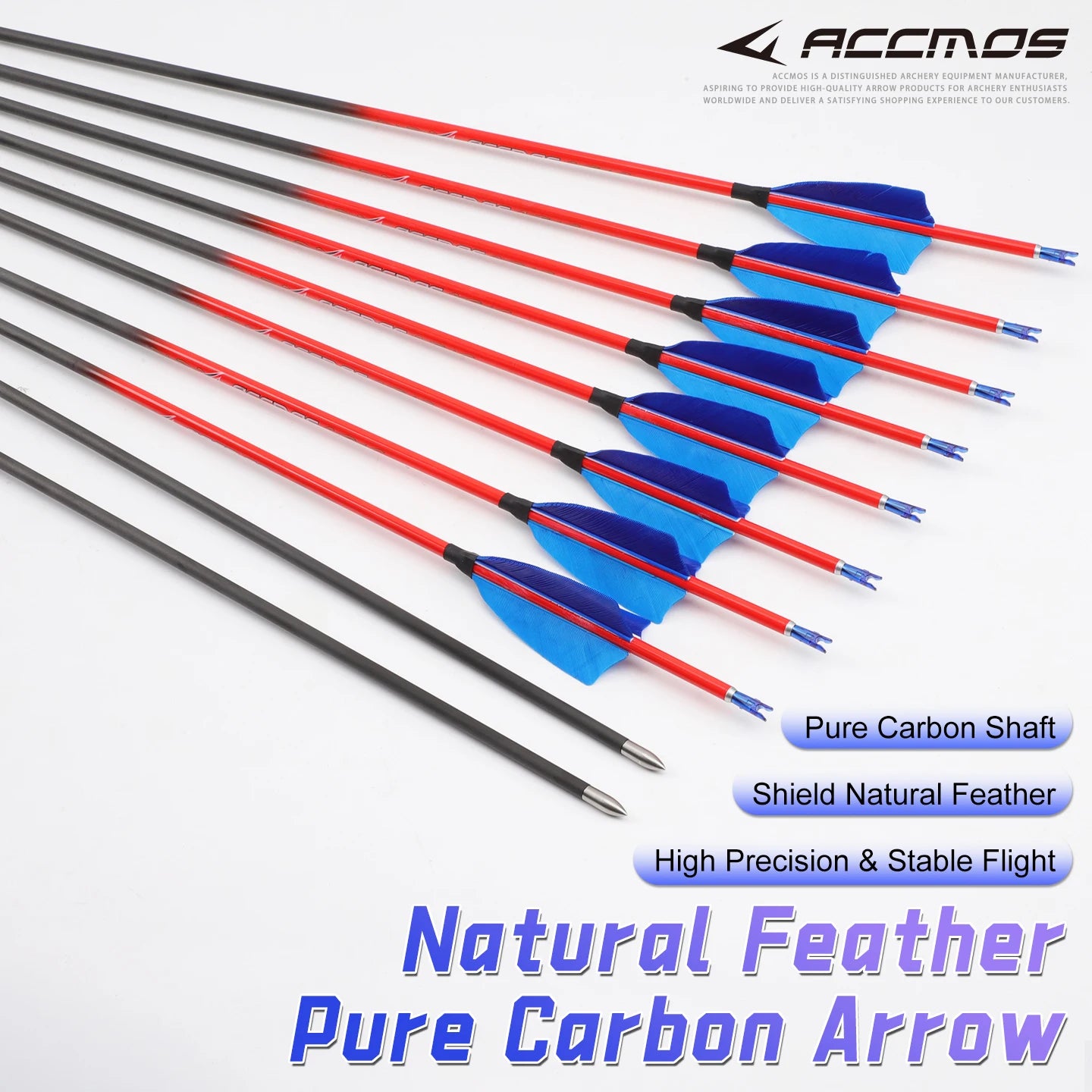 ACCMOS Pure Carbon Arrow Spine 400-1000 ID Archery Orange Shaft