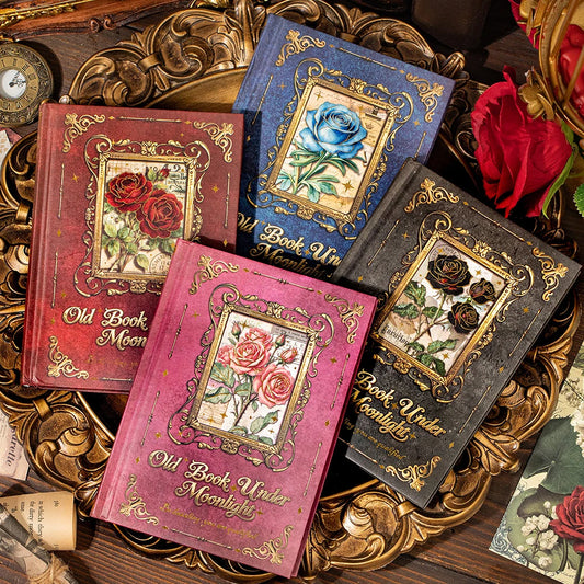 Rose Manor Stamping Notebook Moon Falling Old Book Series Retro Peaceful Pleasures Health and Wellness