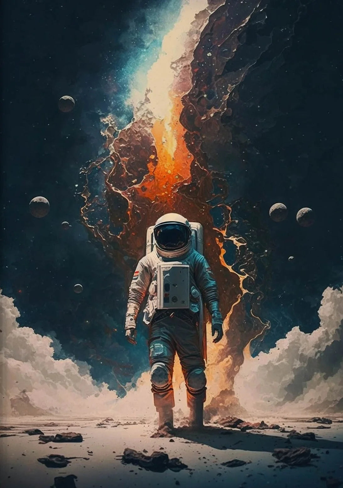 Astronaut Canvas Wall Art | Modern Sci-Fi Space Poster Print Canvas Wall Art Peaceful Pleasures Health and Wellness
