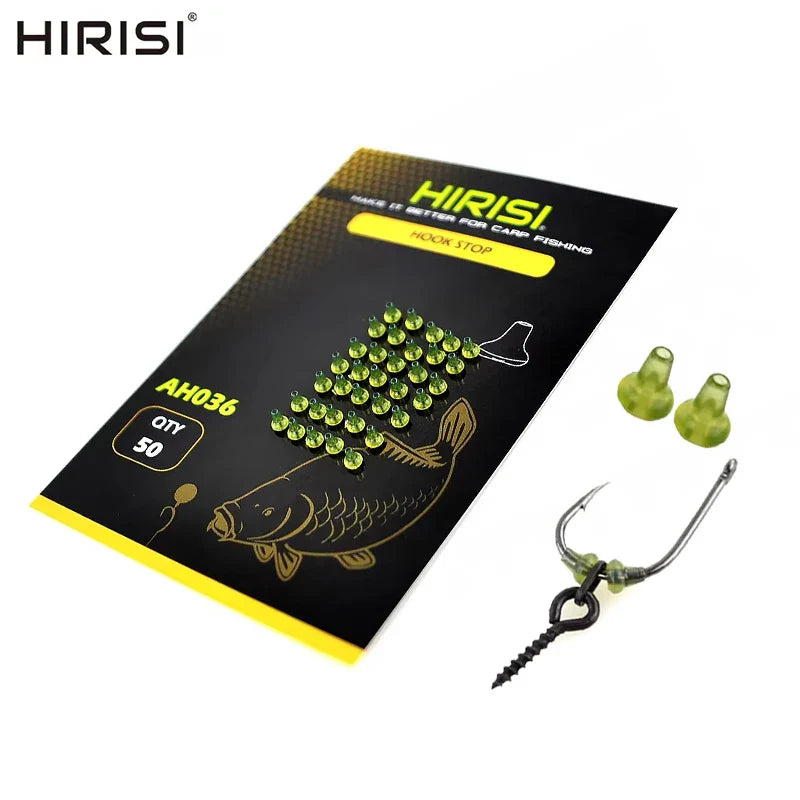 50-Pack Rubber Carp Fishing Hook Stoppers & Space Bead Buffer Beans
