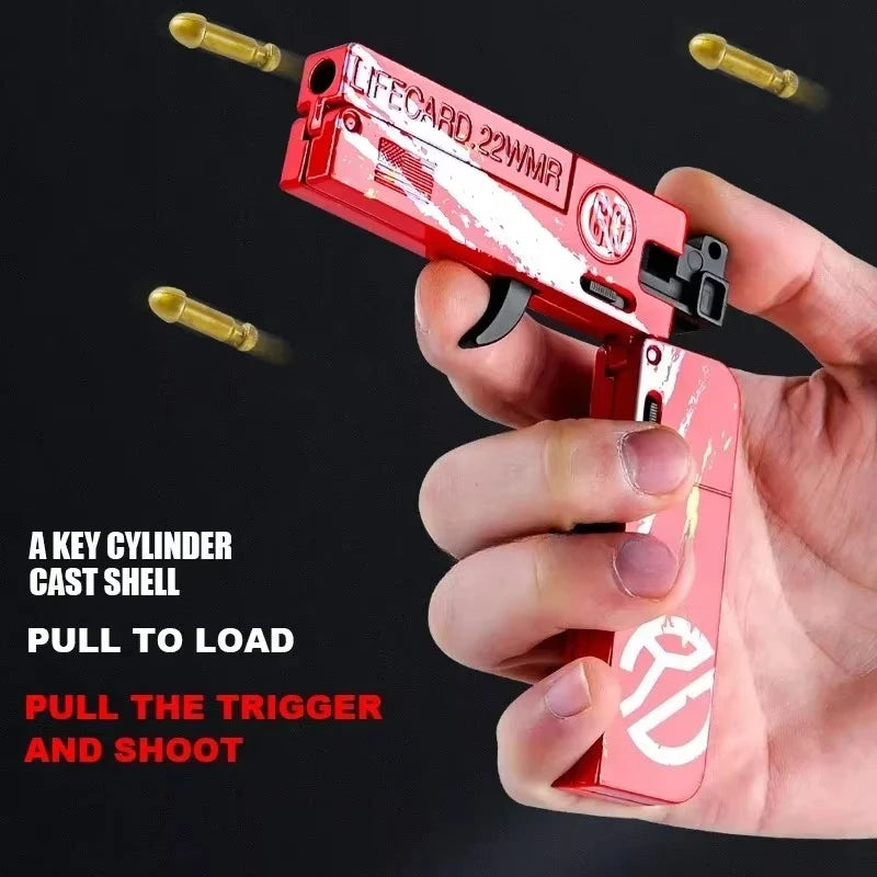 2026 New Upgraded Metal Folding Toy Gun with Soft Bullets Alloy Lifecard Pistol Model for Adults Kids Peaceful Pleasures Health and Wellness